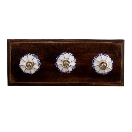 Blue Shamrock Ceramic Wooden Hooks